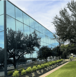 Exterior view of Cendant Stem Cell Center building with reflective glass windows.