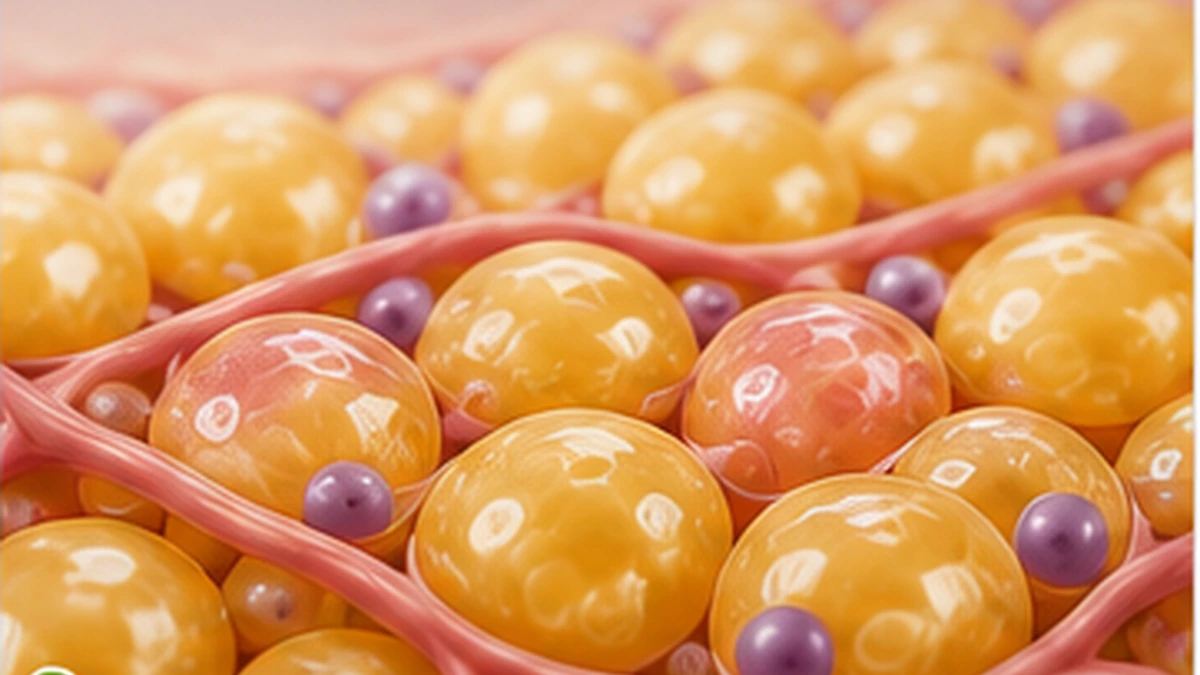 Adipose tissue illustration showing stromal cell populations associated with fat tissue