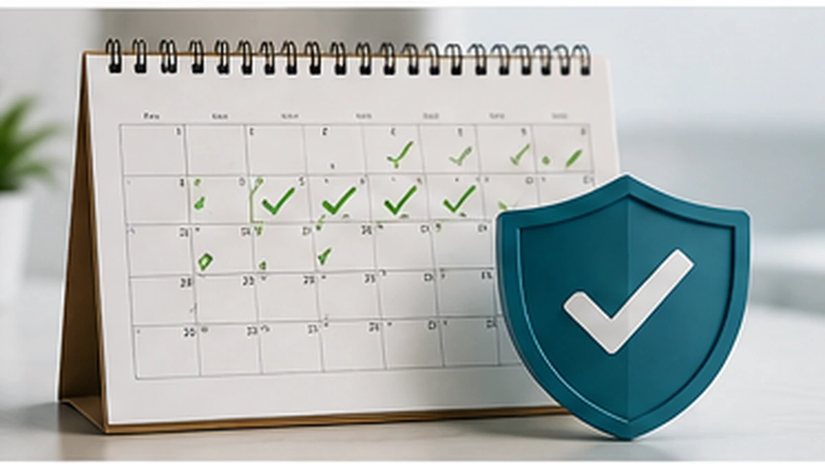 Calendar and medical protection symbol representing periods without new MS disease activity