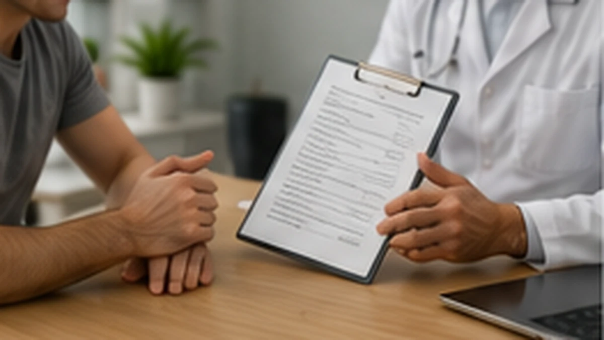 Doctor consulting with patient before knee treatment