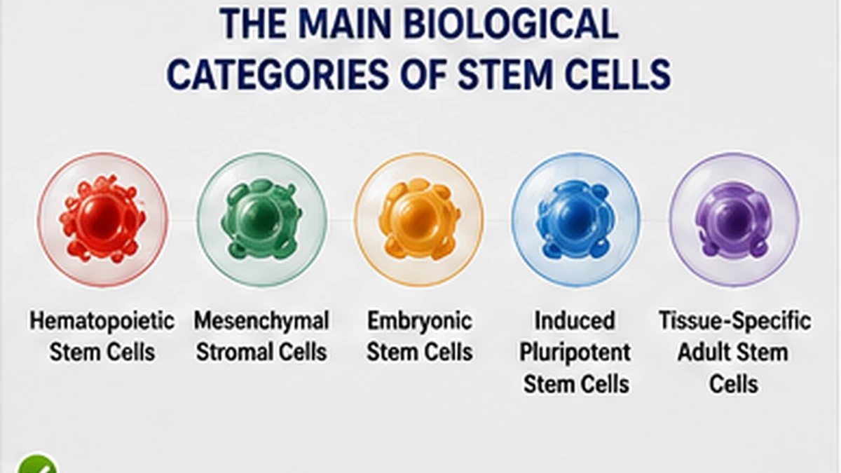 Illustration of major biological categories of stem cells used in regenerative medicine