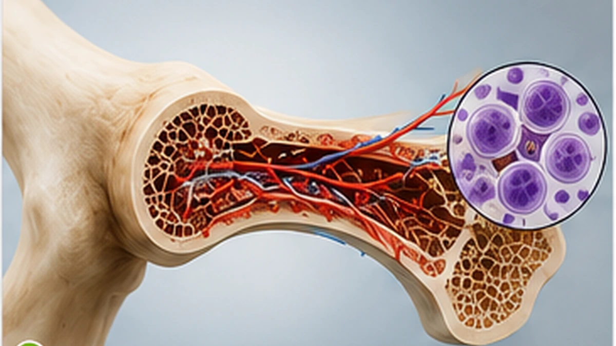 Bone marrow cross-section showing multiple important stem and progenitor cell populations