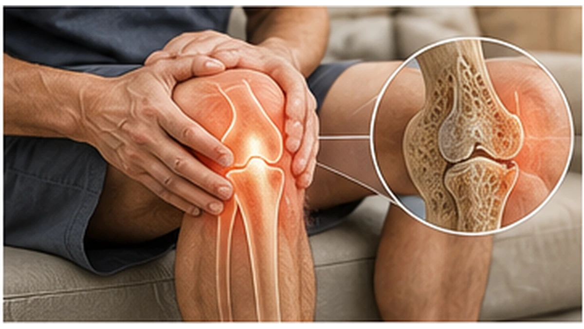 Person experiencing knee arthritis and joint pain