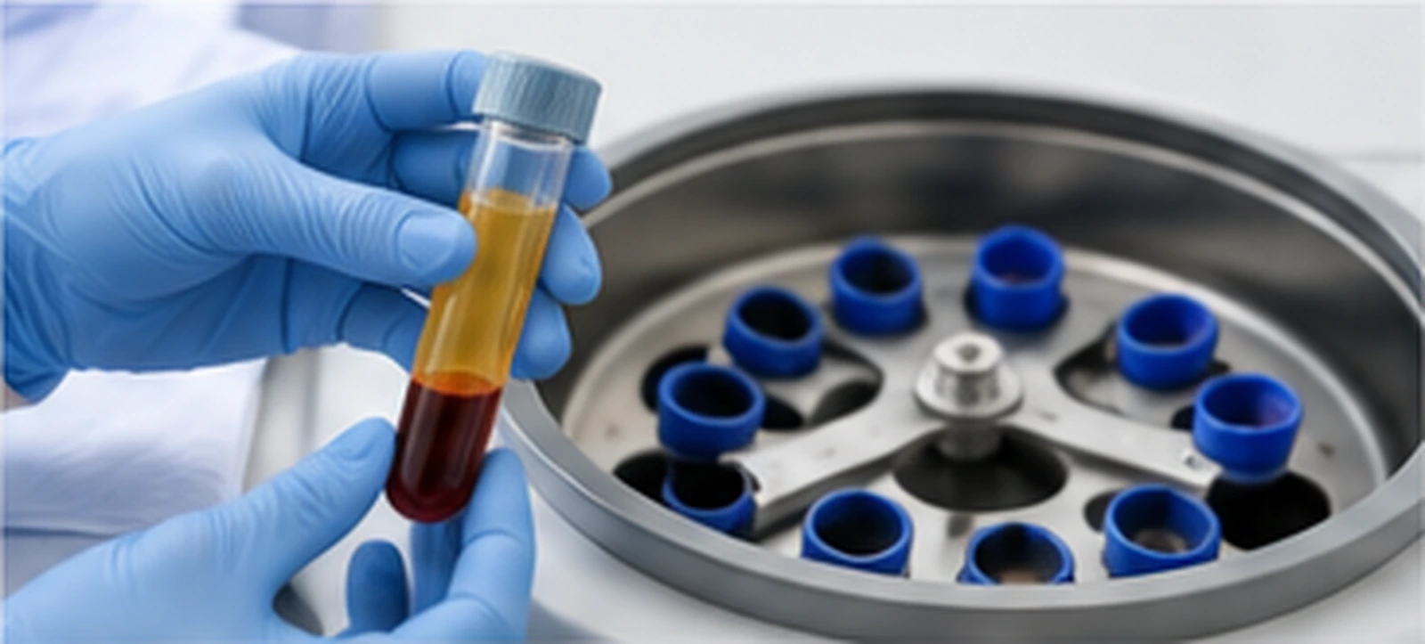 PRP preparation showing blood separation and platelet-rich plasma