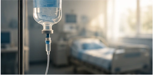 Medical warning symbols representing risks of stem cell transplantation for MS