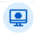 Computer monitor icon with a hexagon symbol, representing stem cell therapy technology.